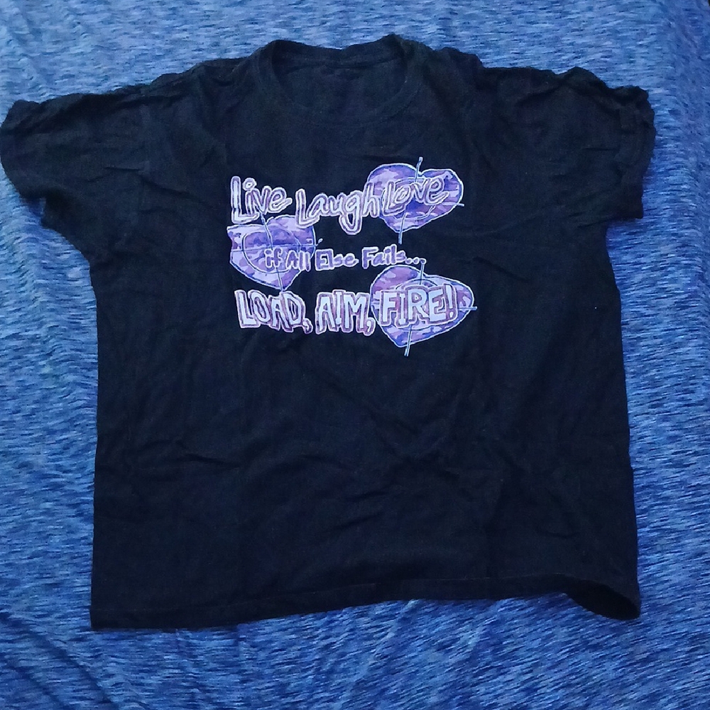 Black Tee with Purple Heart Graphic